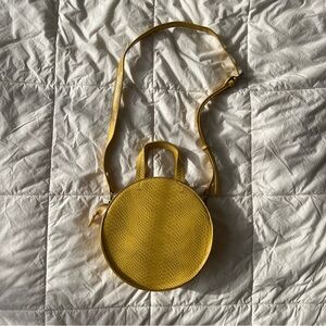 Street Level Mustard Yellow Alligator Texture Round Crossbody Bag